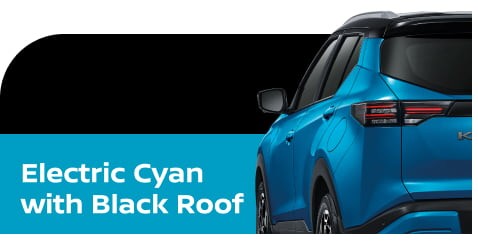 body color New Kicks e-POWER electric cyan with black roof